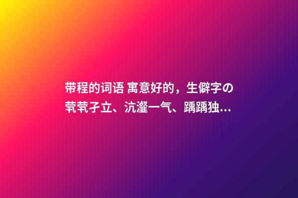 带程的词语 寓意好的，生僻字の茕茕孑立、沆瀣一气、踽踽独行、醍醐灌顶-第1张-观点-玄机派